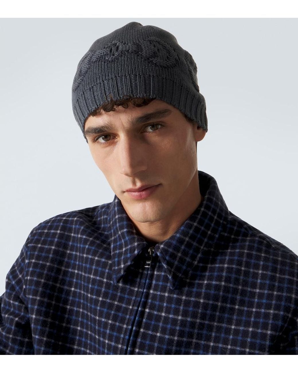 Gucci Blue Horsebit Wool Beanie for men