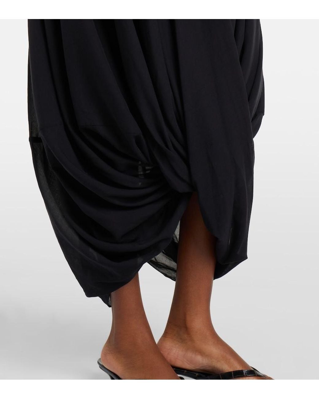 Totême Black Draped Midi Skirt
