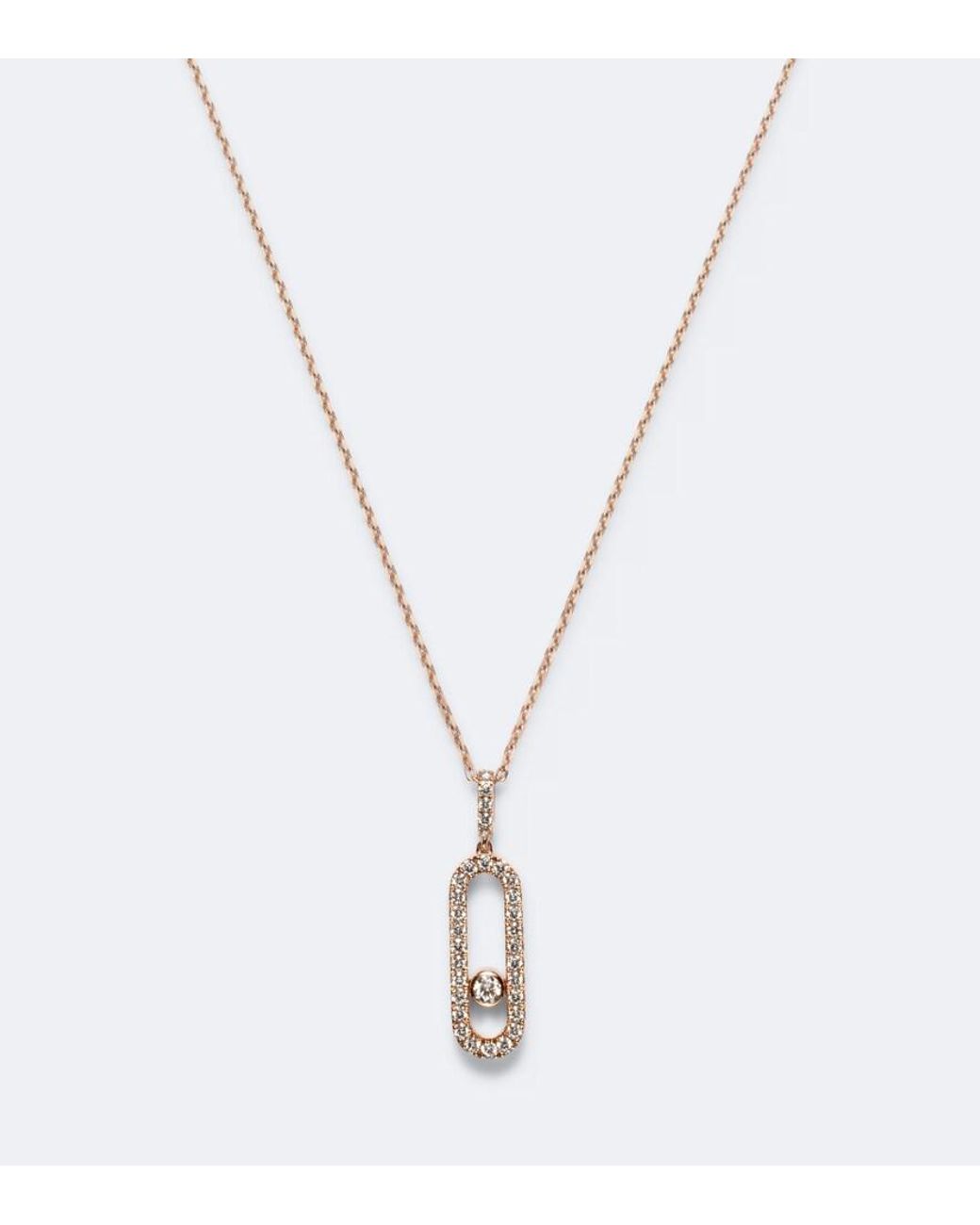 Messika White Move Uno Large 18Kt Rose Necklace With Diamonds