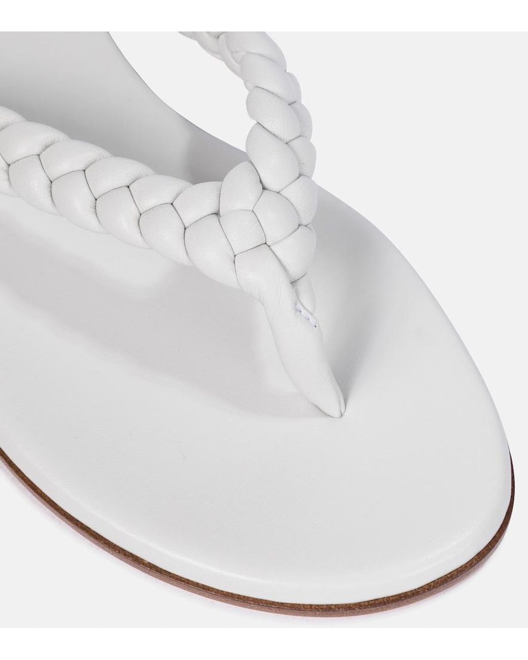 Gianvito Rossi White Tropea Leather Thong Sandals