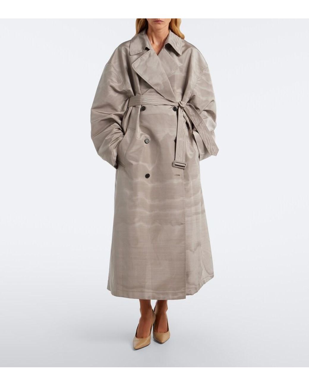 The Row Natural Archa Silk Moire Faille Trench Coat