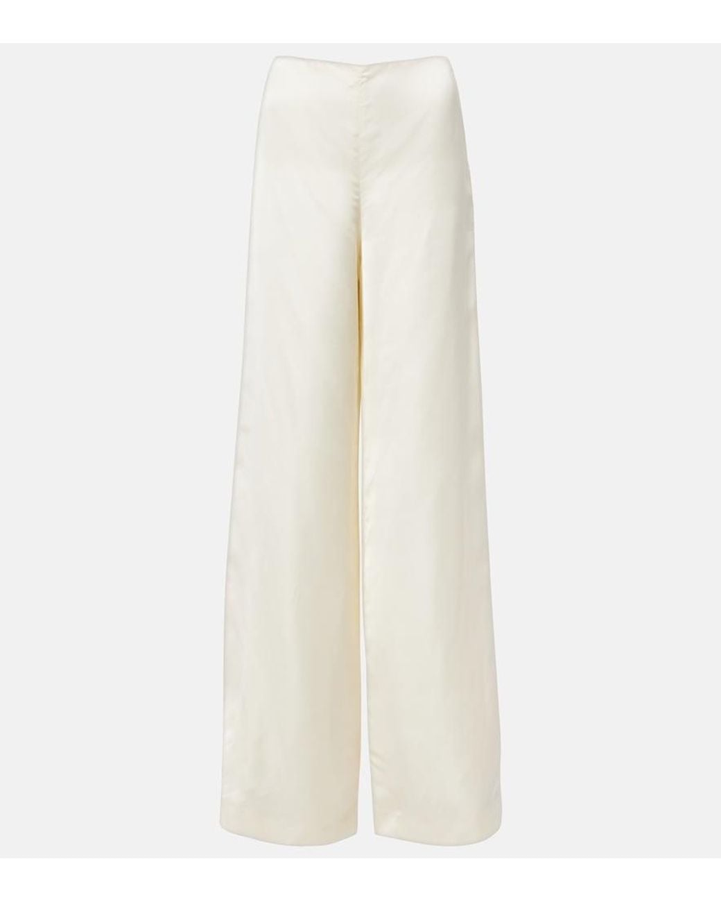 Ralph Lauren White Satin Wide-Leg Pants