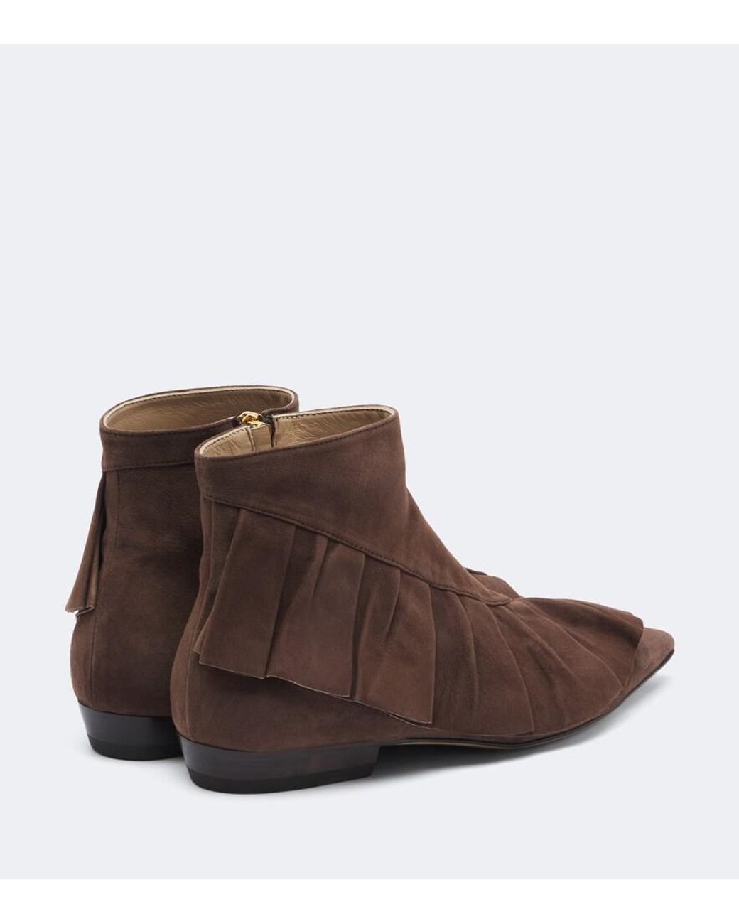 J.W. Anderson Brown Ruffled Suede Ankle Boots