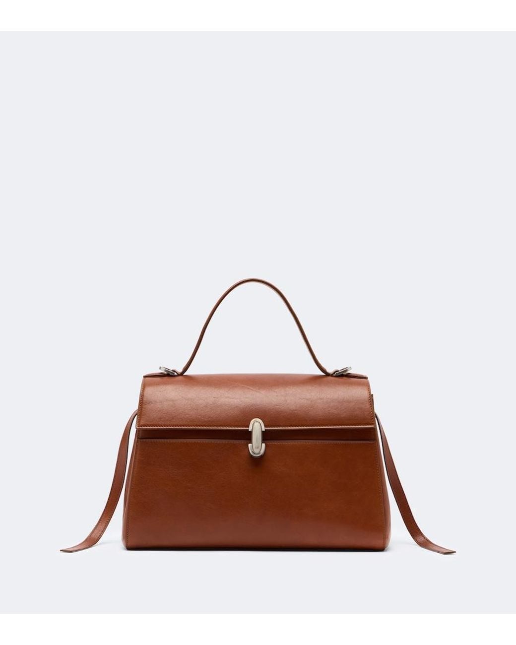 SAVETTE Brown Symmetry Soft Medium Leather Top Handle Bag