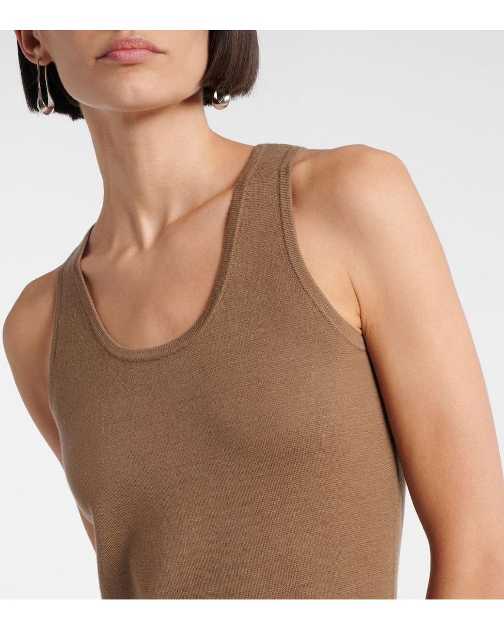 Max Mara Brown Aceri Virgin Wool Midi Dress