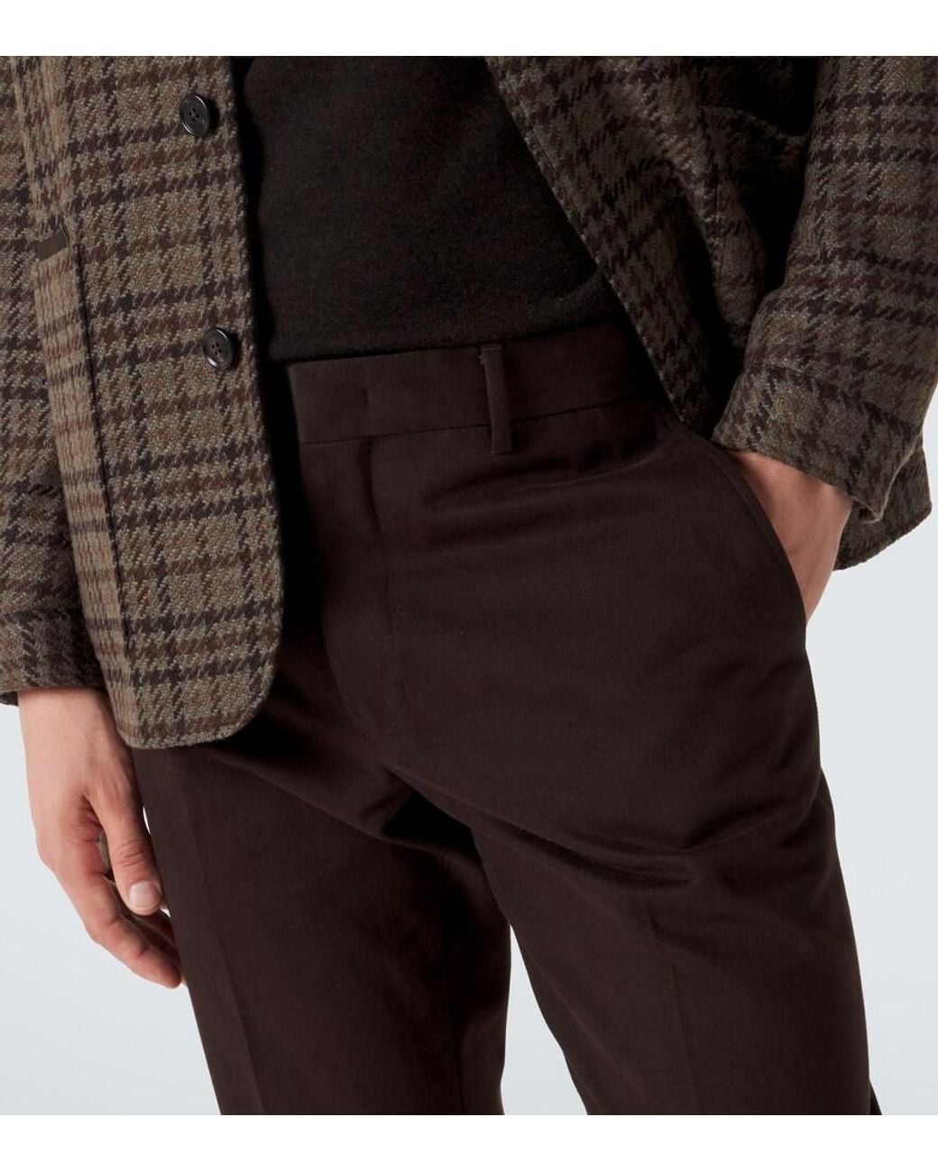 Zegna Gray Cotton And Cashmere Slim Pants for men