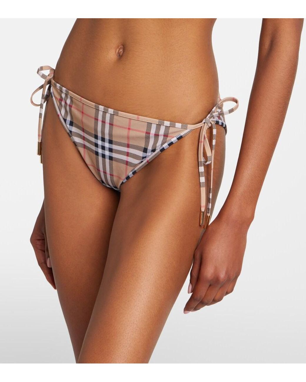 Bikini Triangular Con Check Burberry de color White
