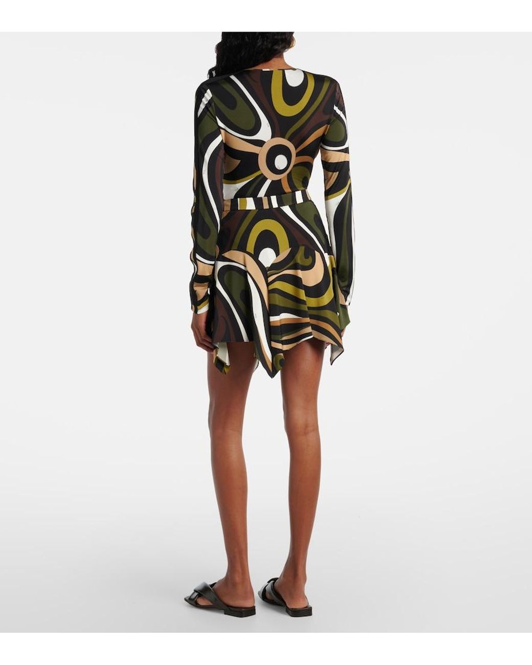 Emilio Pucci Black Marmo Asymmetric Satin Jersey Miniskirt