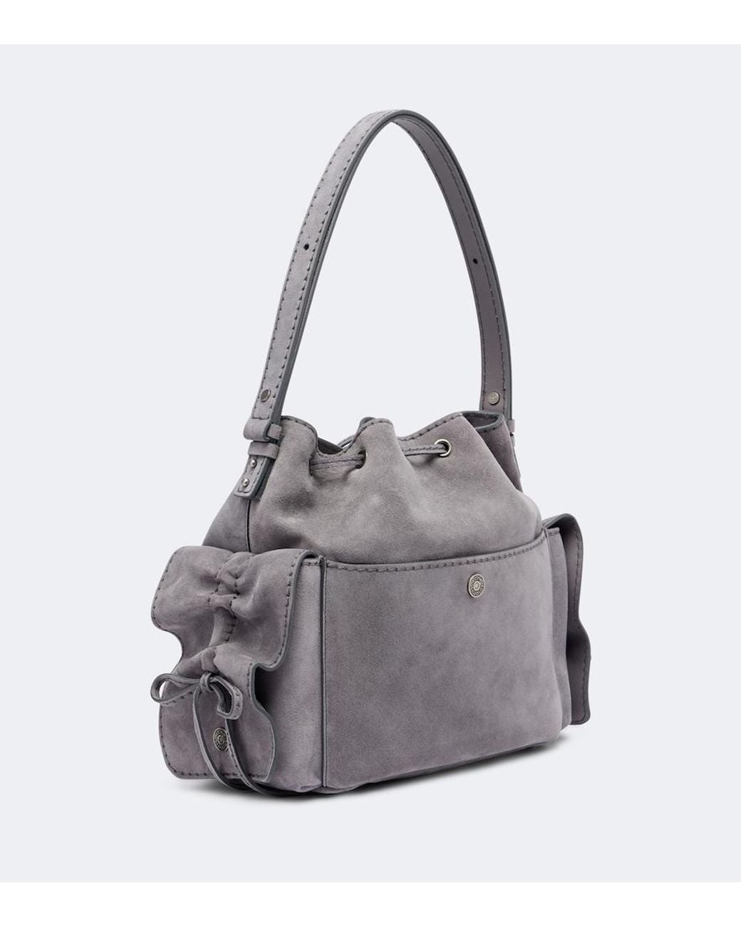 Sac Seau Multipocket Medium En Daim Acne en coloris Gray