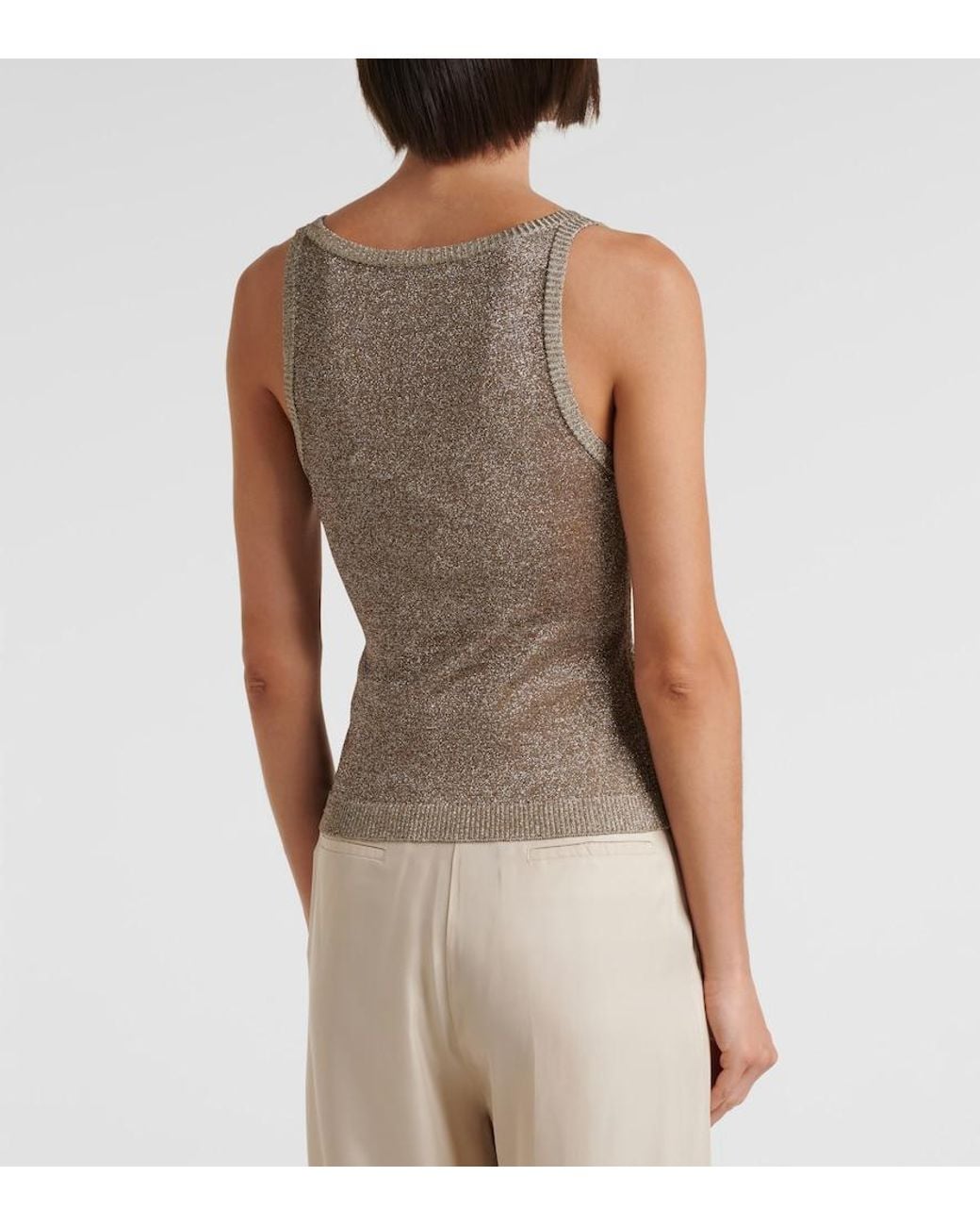 Missoni Brown Knitted Lame Tank Top