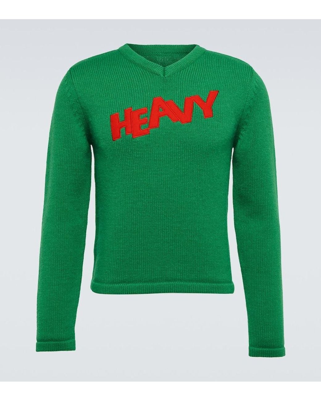 ERL Green Embroidered Wool-Blend Sweater for men