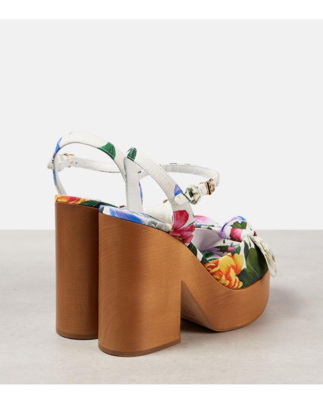 Dolce & Gabbana Blue Floral Jacquard Platform Sandals