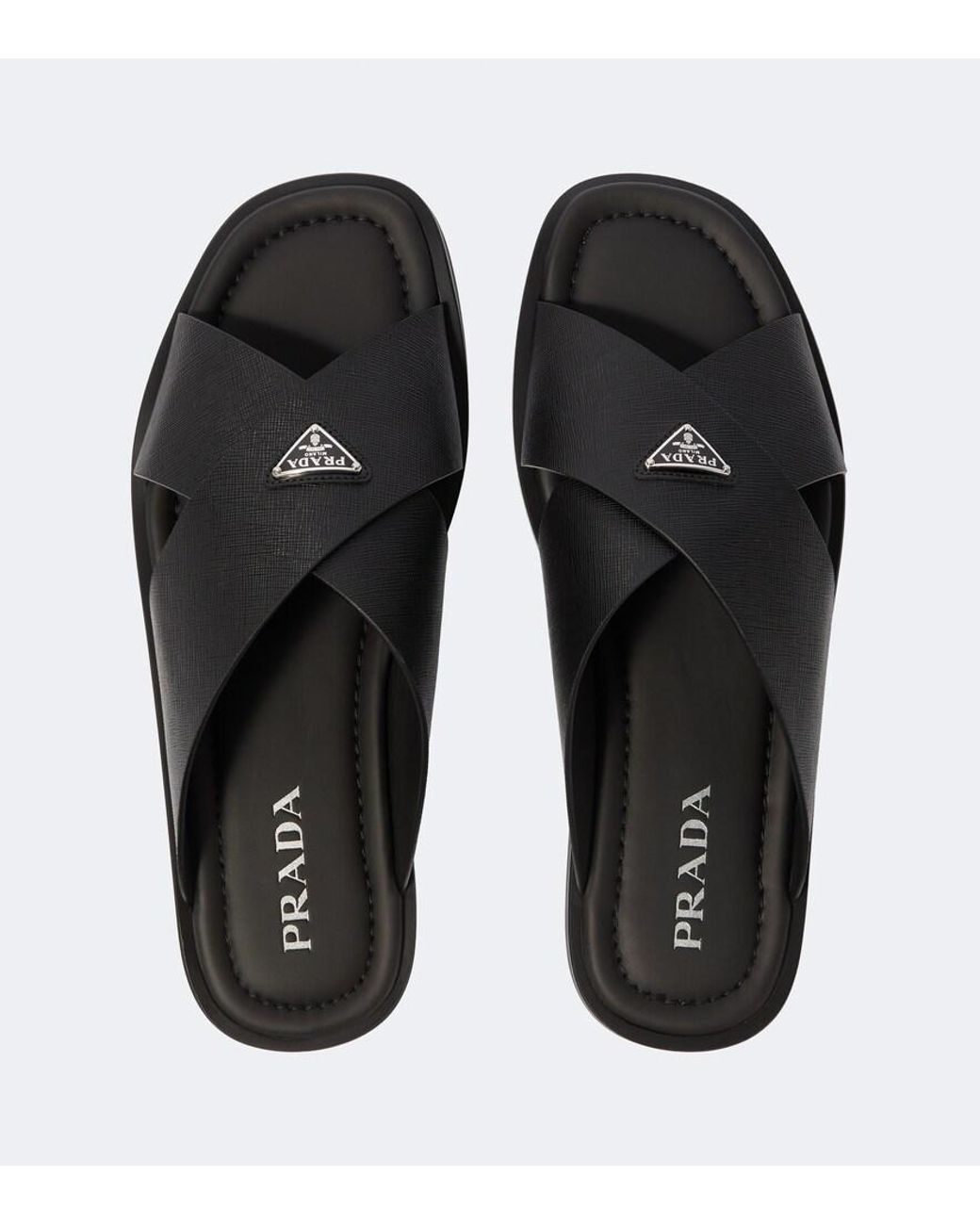 Prada Black Leather Sandals for men