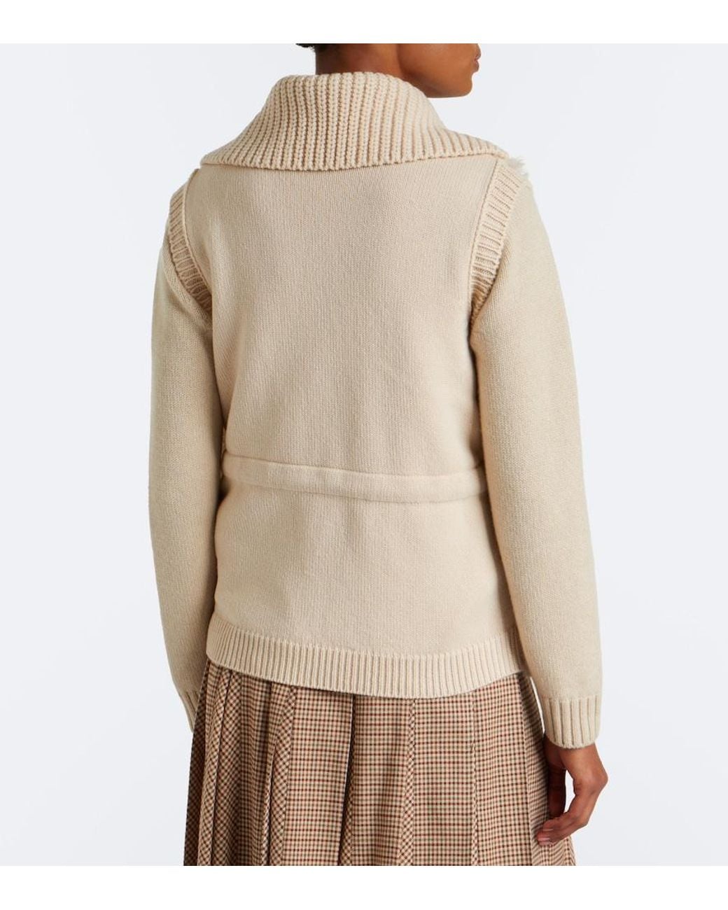 Moncler Natural Shearling And Cashmere Down Vest