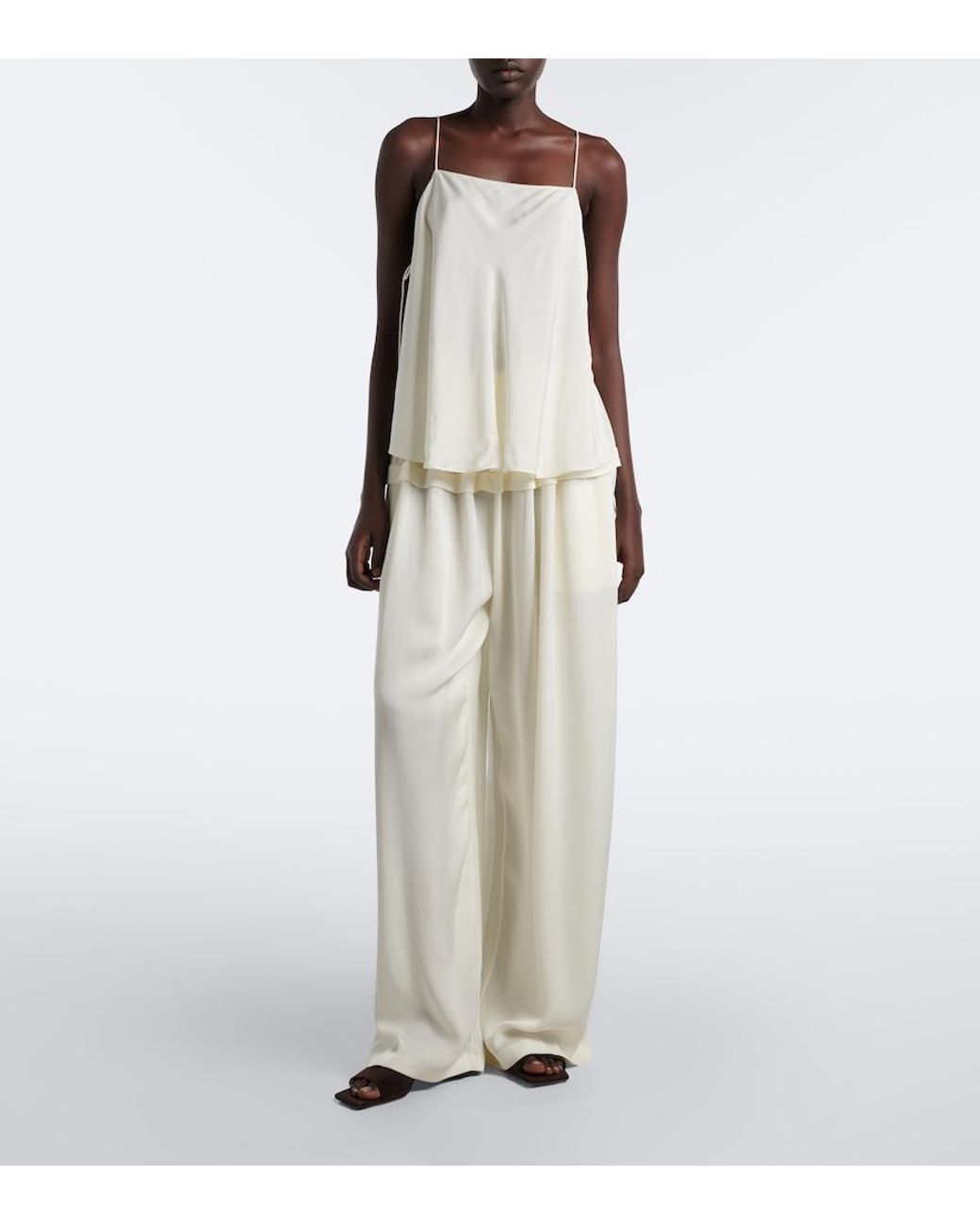 Alaïa White Crepe Wide-Leg Pants