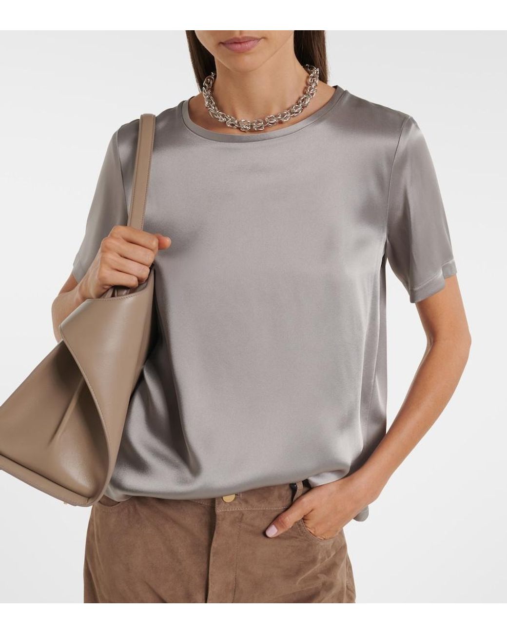 Max Mara Gray Satin T-Shirt