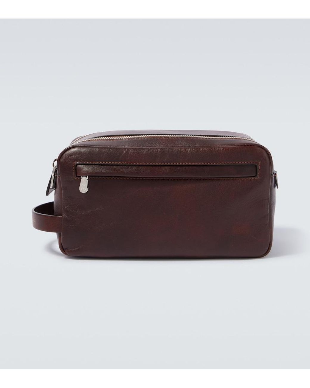 Brunello Cucinelli Brown Leather Toiletry Bag for men