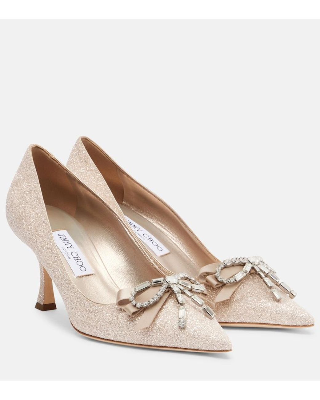 Jimmy Choo Natural Auria 70 Crystal-Embellished Glitter Pumps