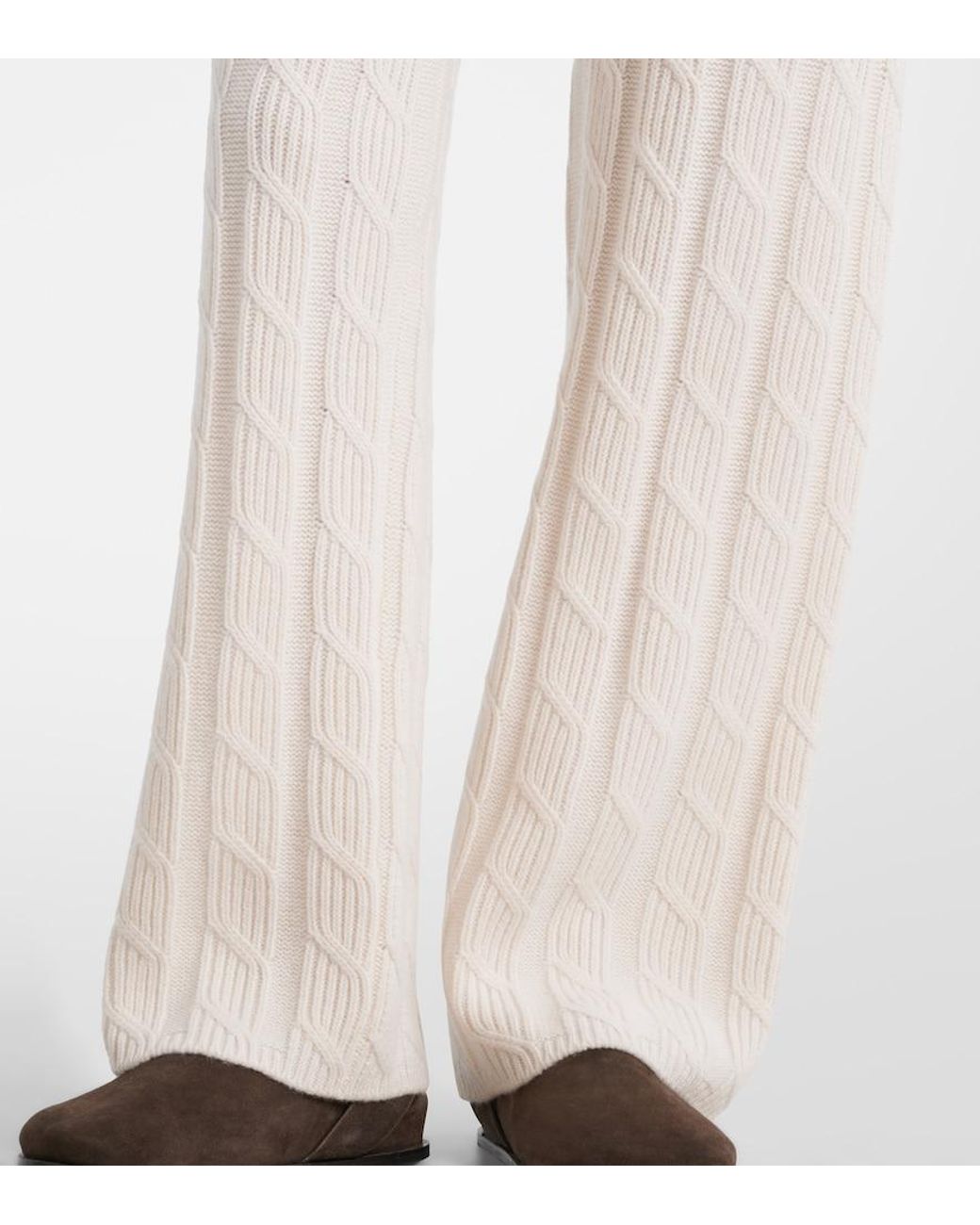Lisa Yang White Ebba Low-Rise Cashmere Wide-Leg Pants