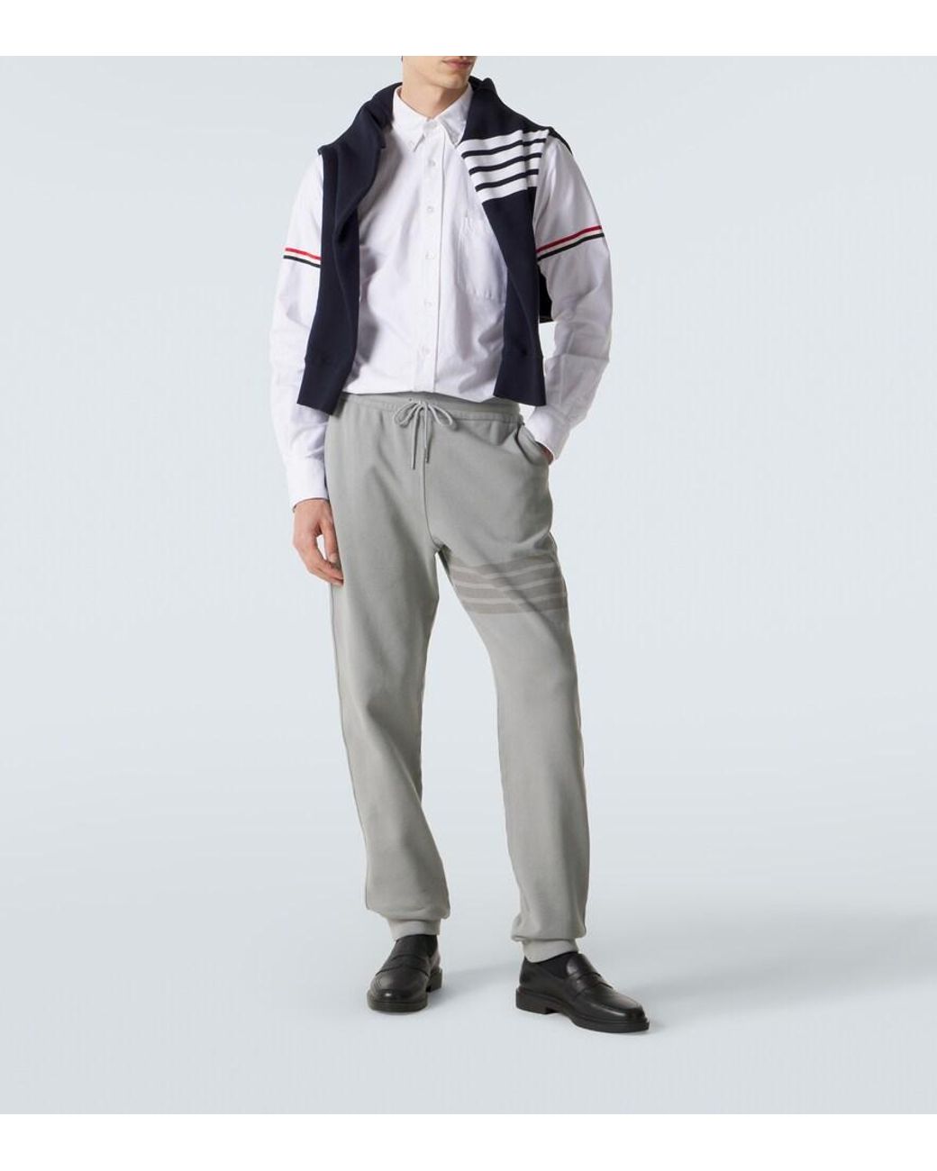 Thom Browne Gray 4-Bar Cotton Sweatpants for men