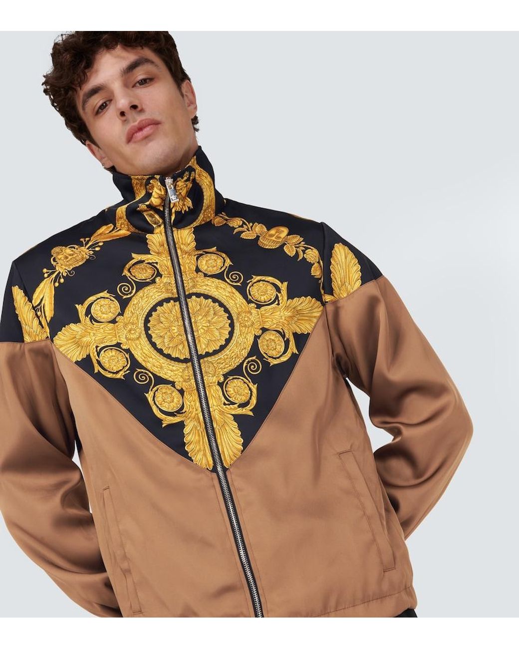 Versace Multicolor Baroque Print Techno Fabric Jacket For for men