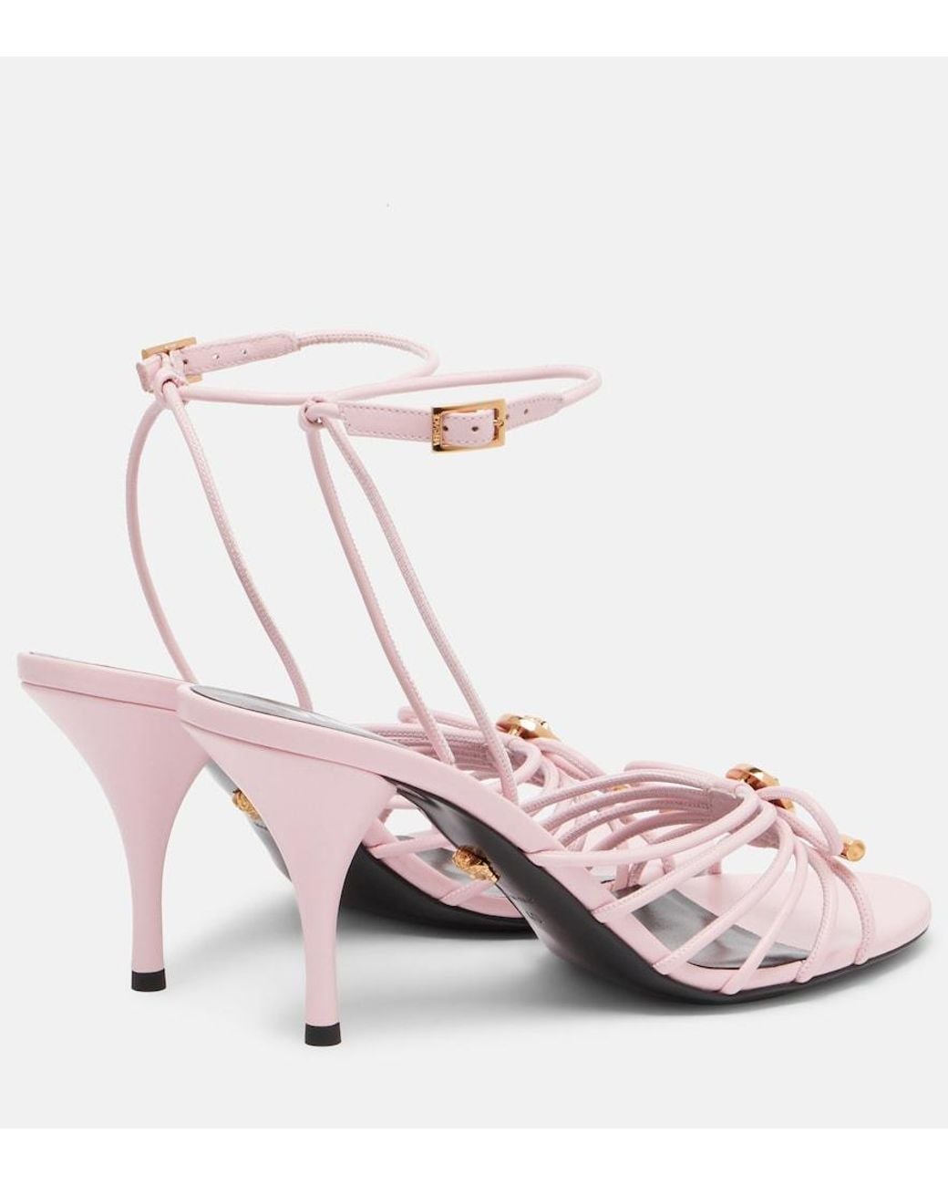 Versace Pink La Medusa 85 Leather Sandals