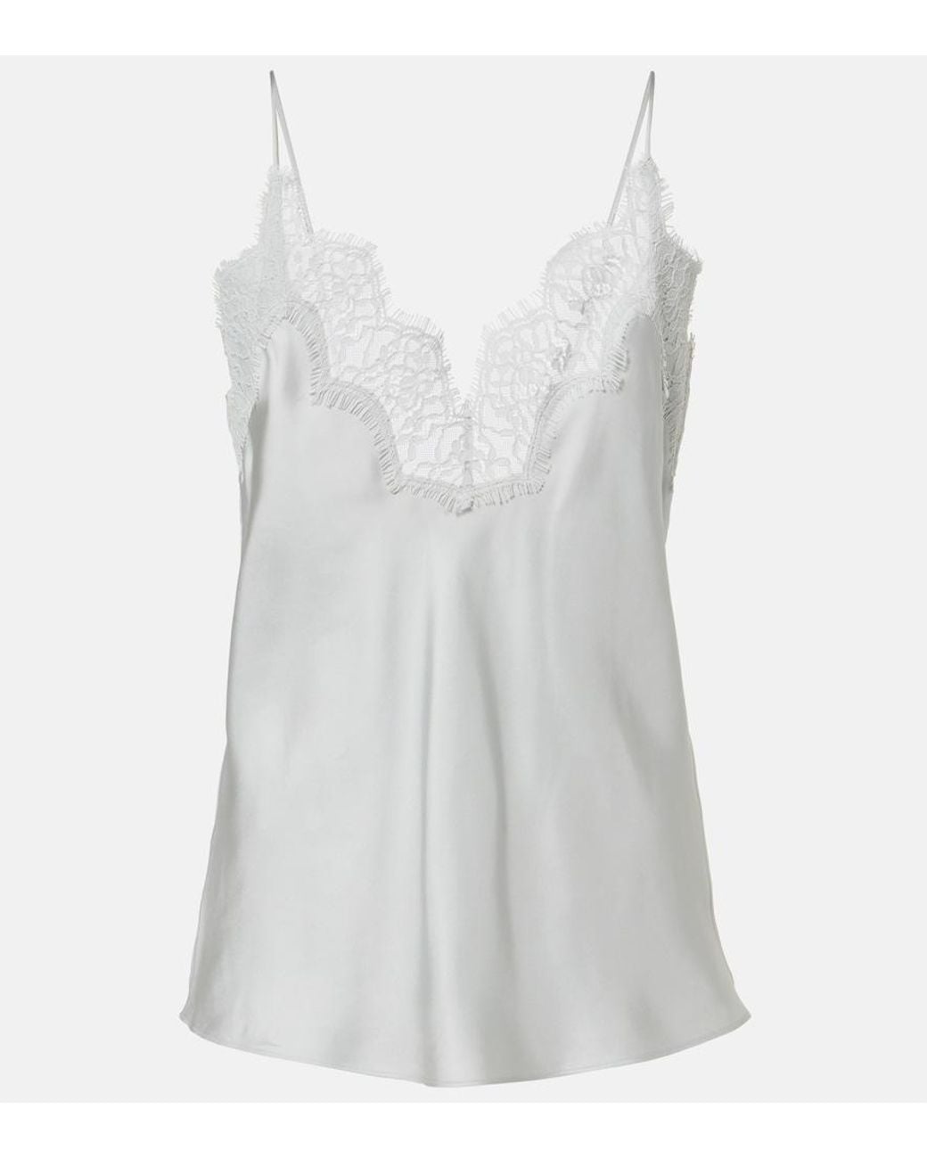Rohe White Lace-Trimmed Silk Top