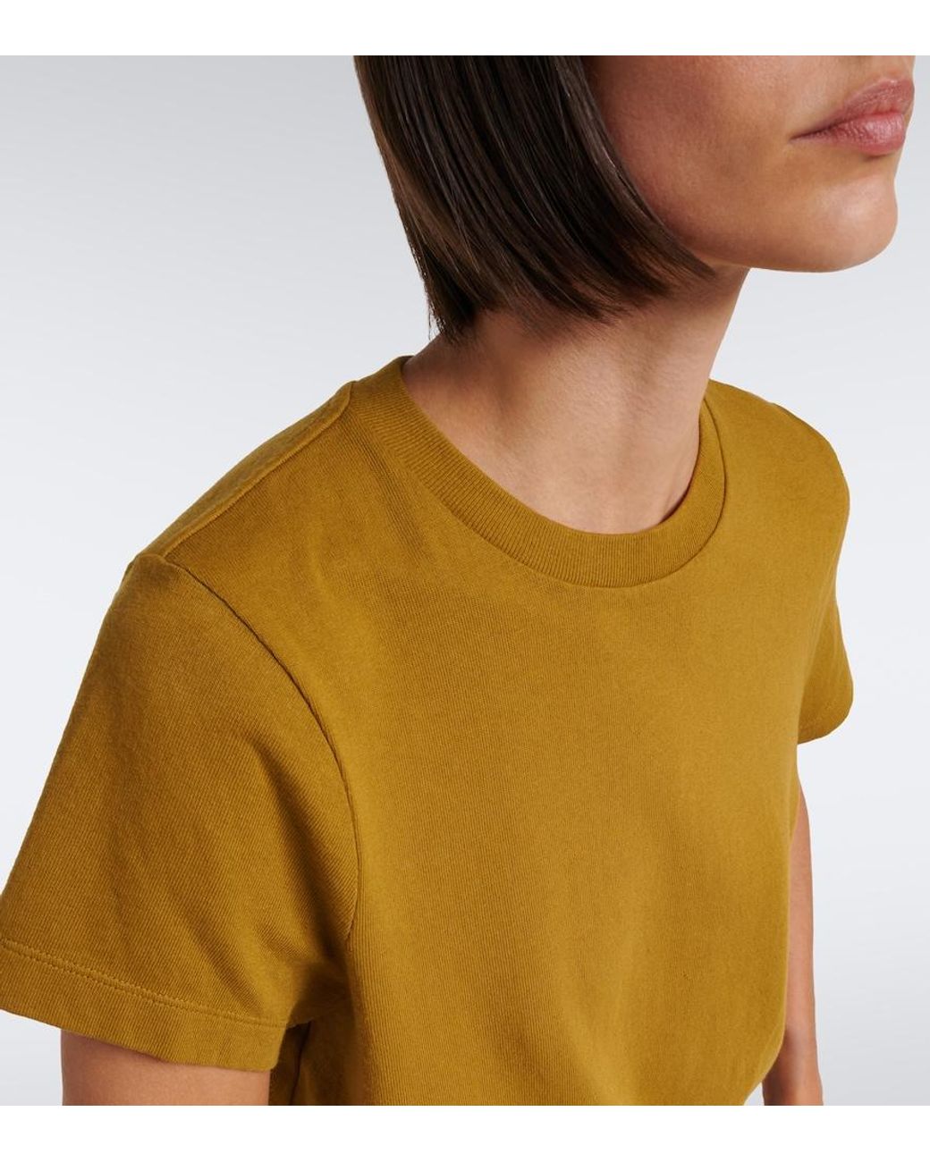 Khaite Yellow Emmylou Knitted Cotton T-Shirt