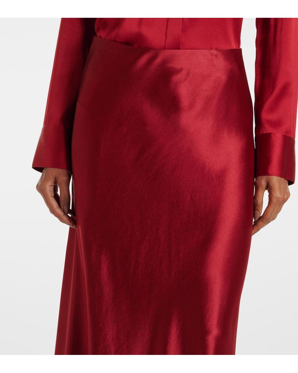 Vince Red Satin Maxi Skirt