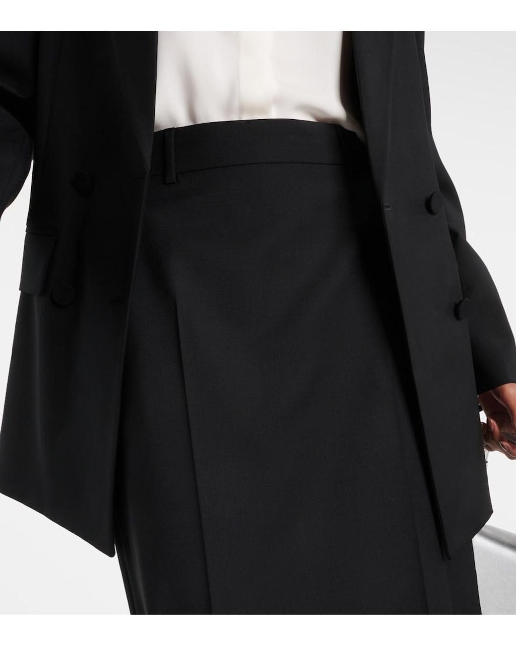 Valentino Black Wool-Blend Maxi Skirt