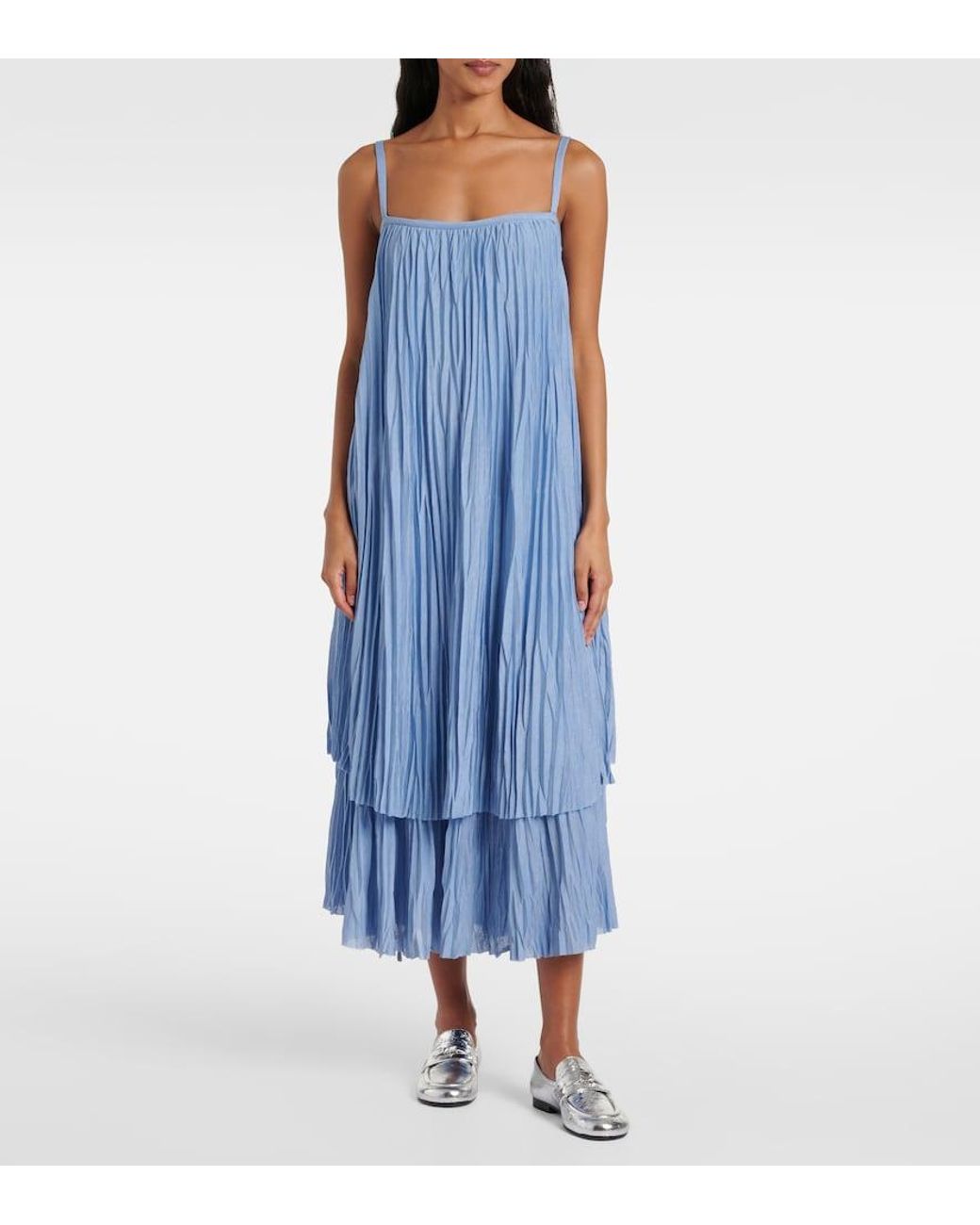 Proenza Schouler Blue Label Clyne Pleated Jersey Maxi Dress