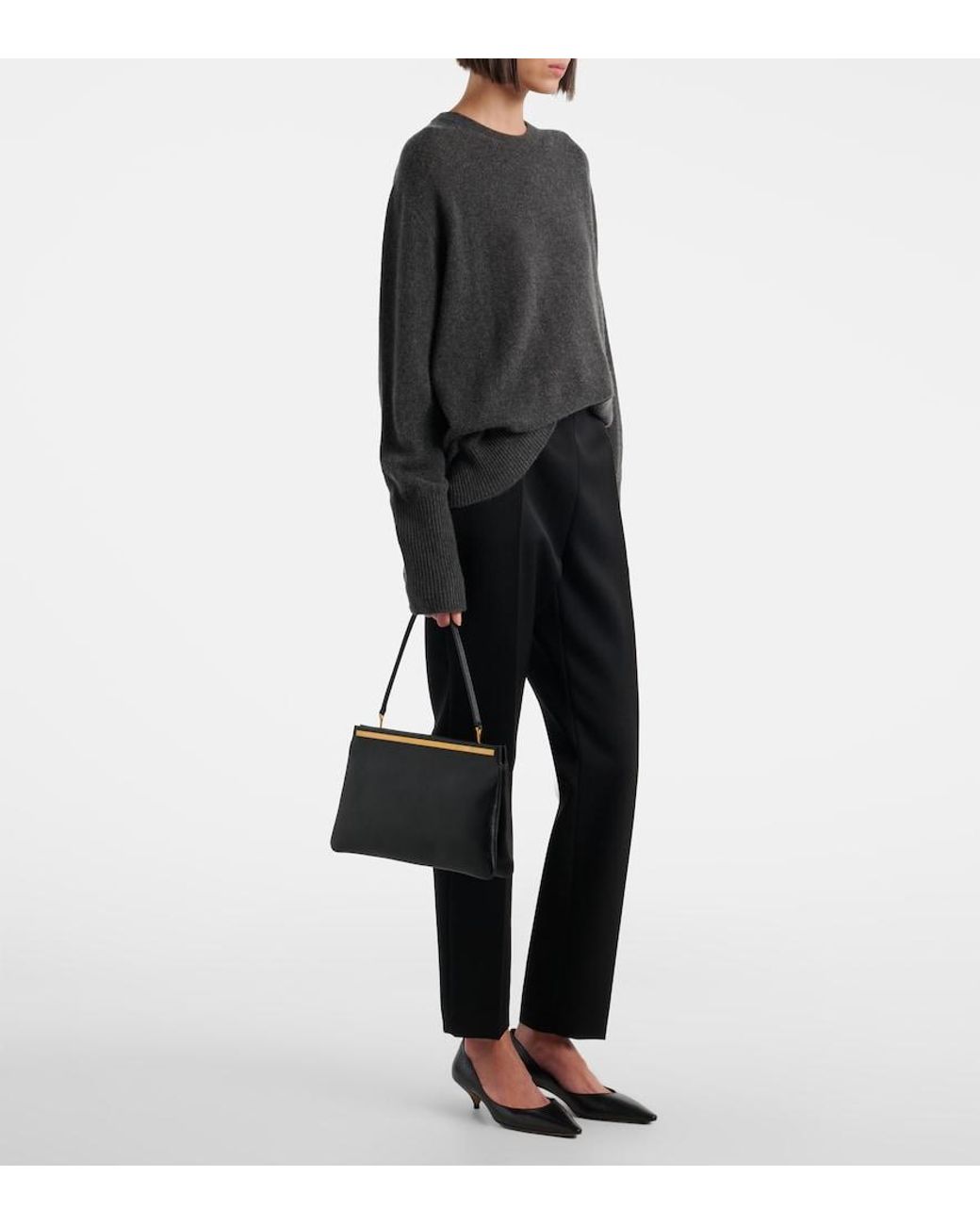 The Row Black Elise Medium Leather Shoulder Bag