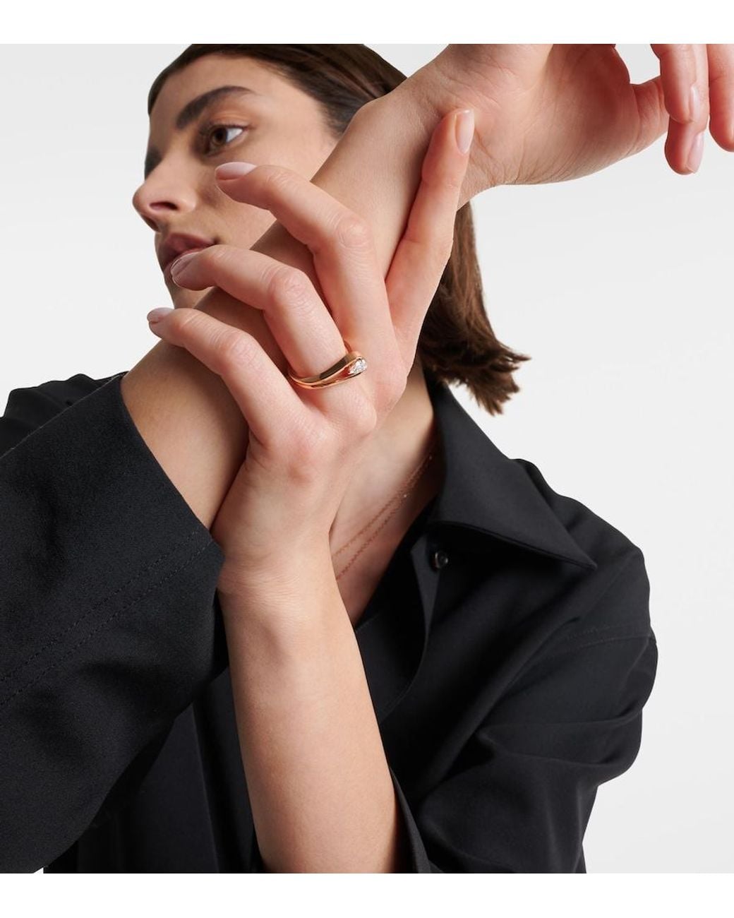 Repossi White Serti Inverse 18Kt Rose Ring With Diamond