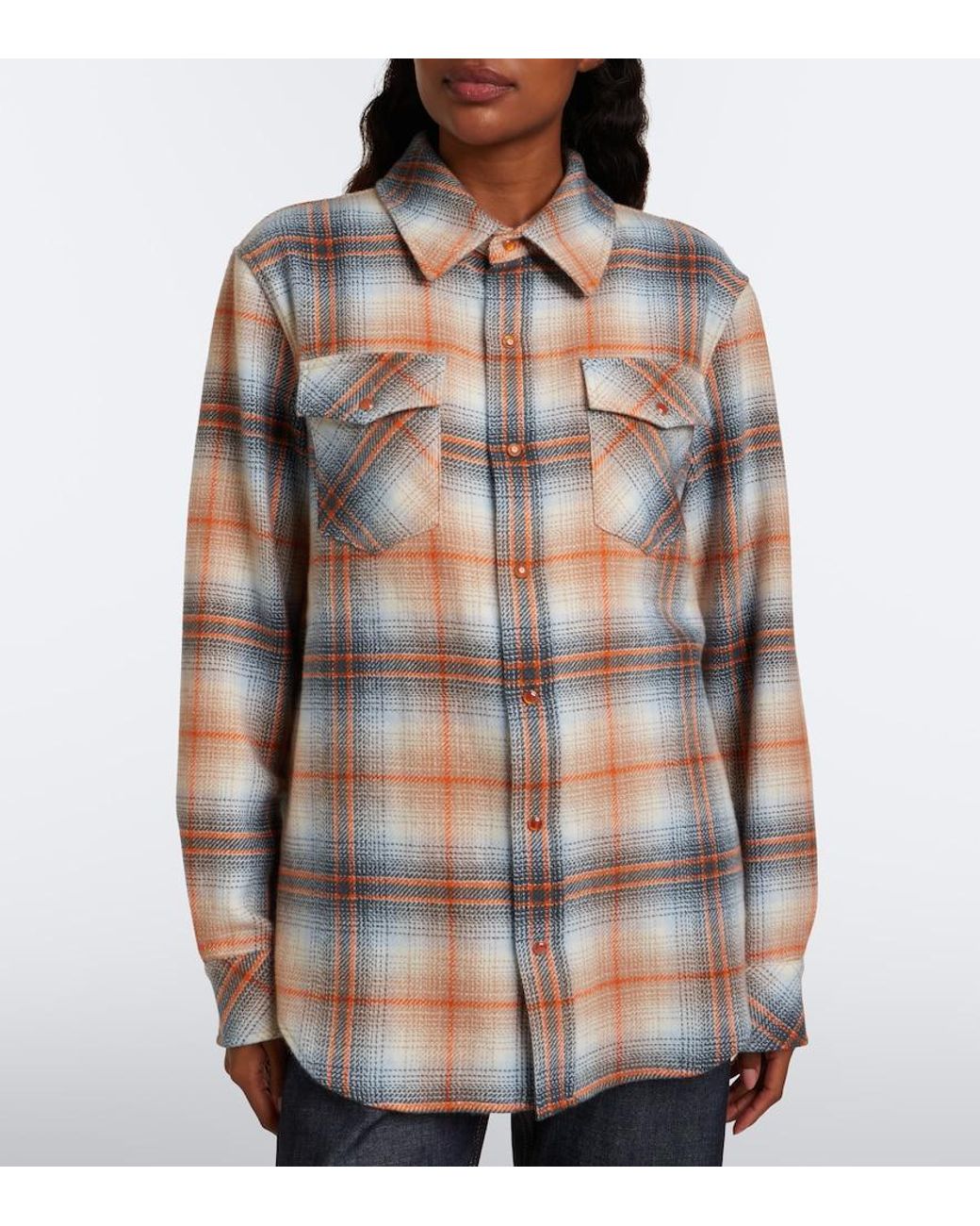 God's True Cashmere Multicolor Ironwood Plaid Cashmere Shirt With Carnelians