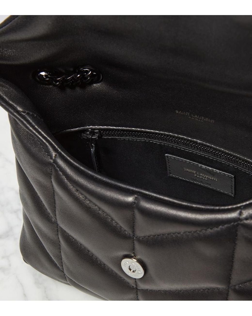Saint Laurent Black Puffer Toy Leather Shoulder Bag