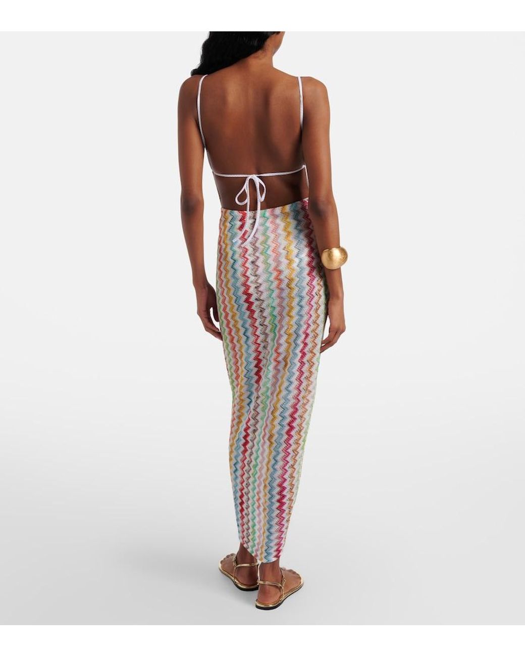 Missoni Multicolor Zigzag Asymmetric Midi Skirt