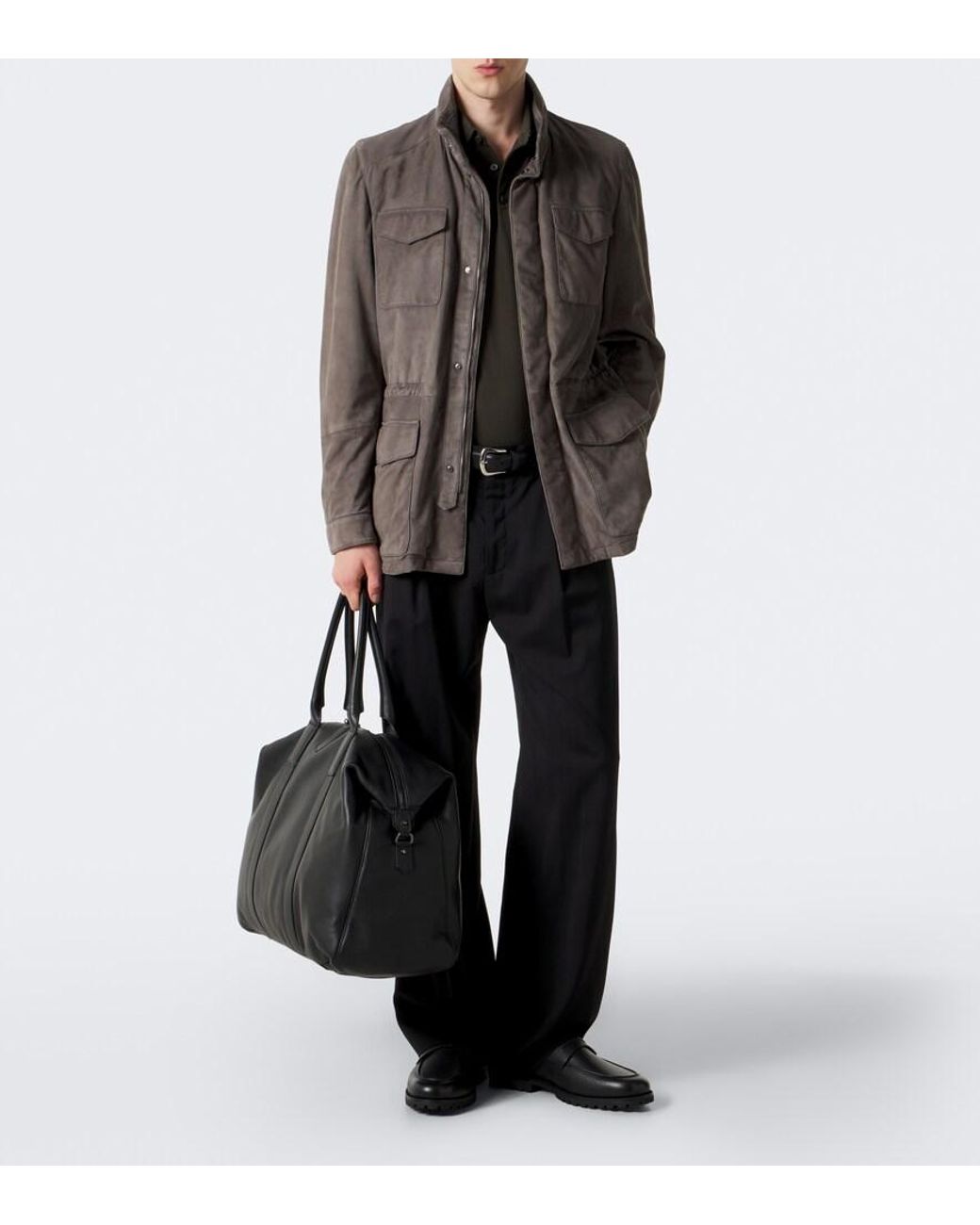 Zegna Black Pioggia Leather Loafers for men