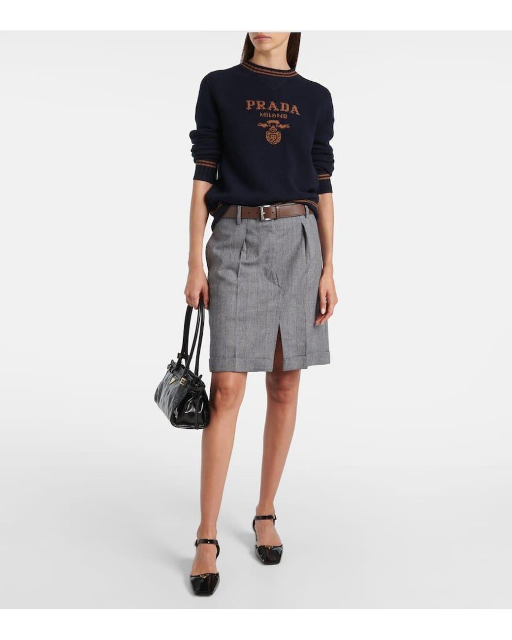 Prada Gray Wool Miniskirt
