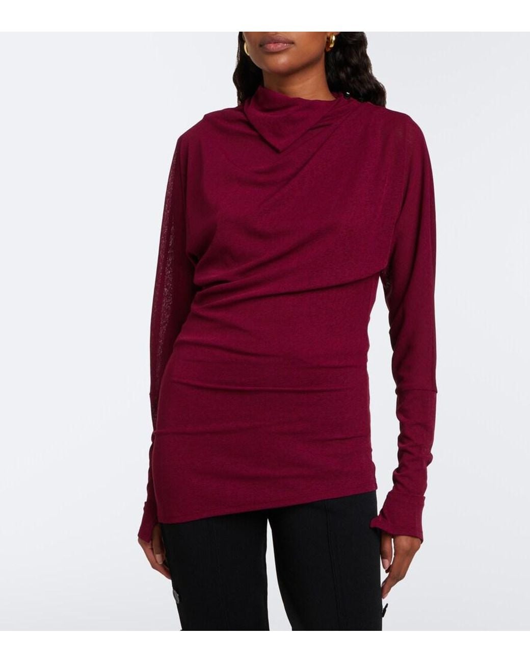 Proenza Schouler Purple Golda Draped Jersey Top
