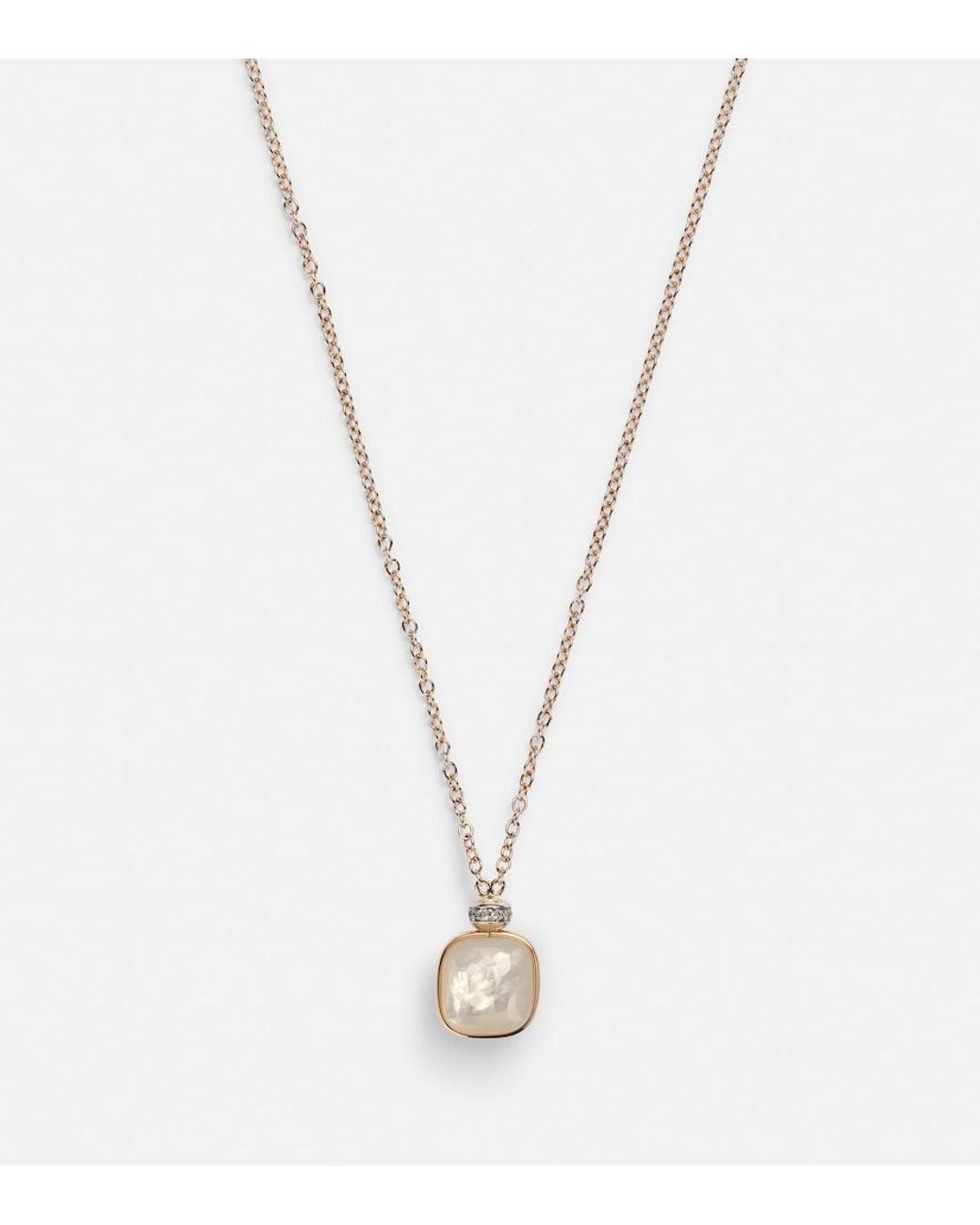 Pomellato Nudo 18kt Rose And White Gold Necklace With Topaz, Mother-of-pearl, And Diamonds