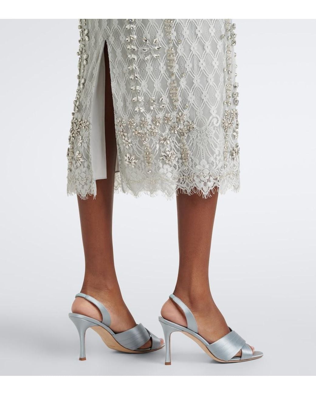 Costarellos White Leona Beaded Lace Cocktail Dress