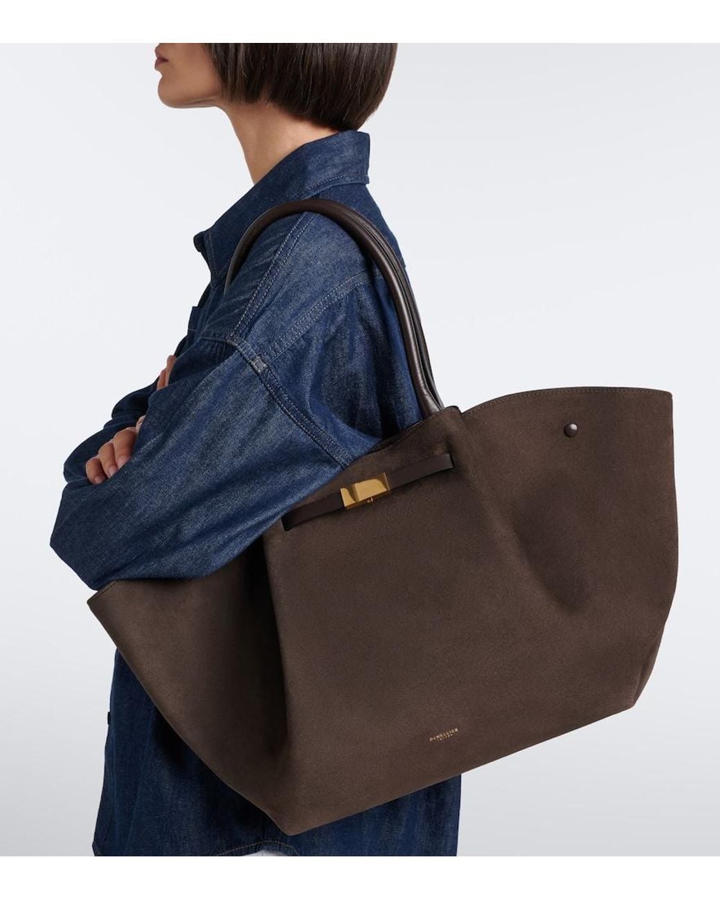 DeMellier London Black New York Medium Suede Tote Bag