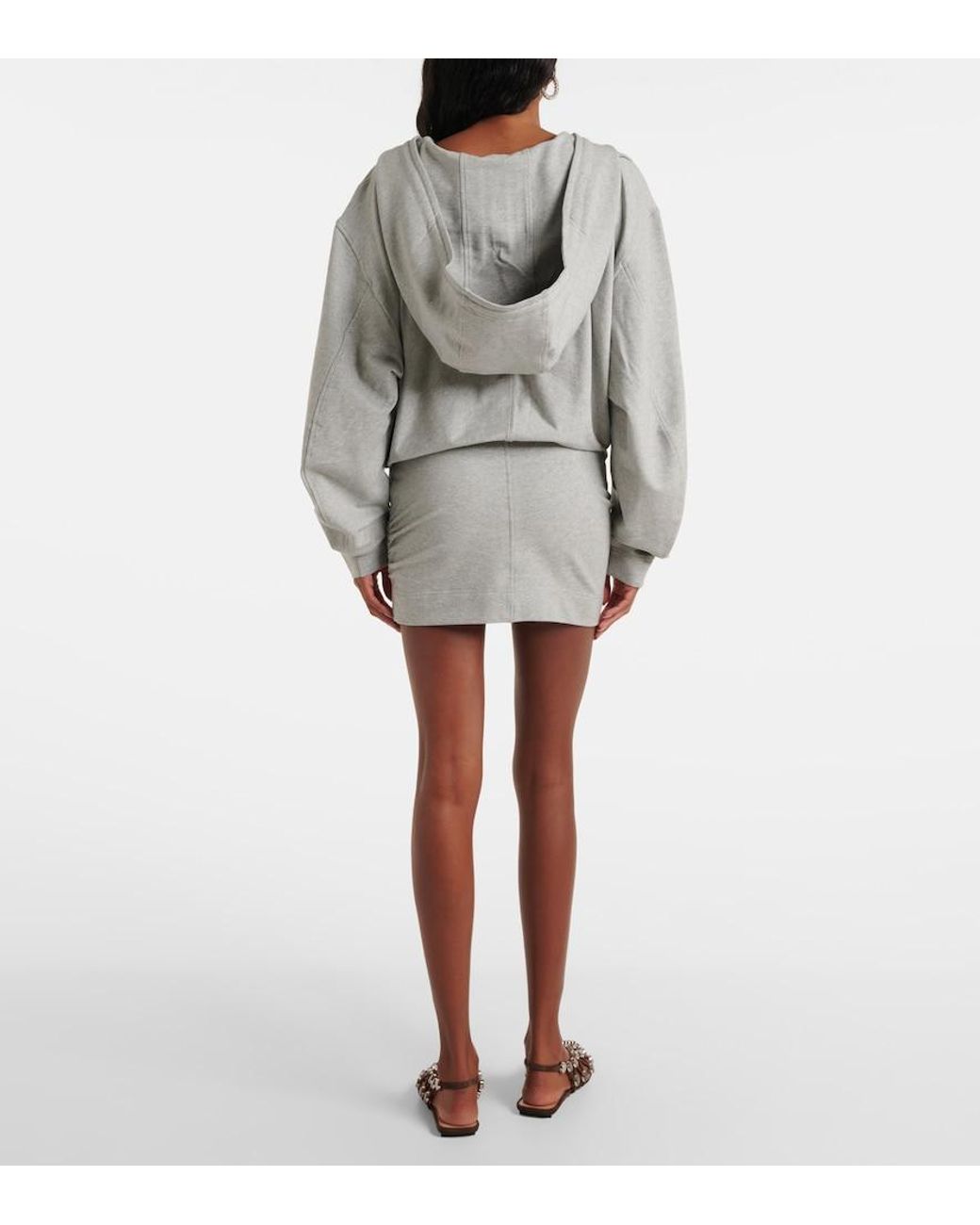 The Attico Gray Cotton-Blend Jersey Sweatshirt Dress