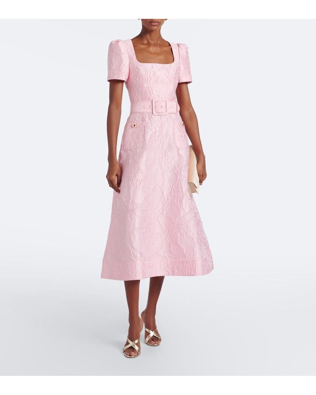 Rebecca Vallance Pink Helmsley Belted Jacquard Bustier Dress