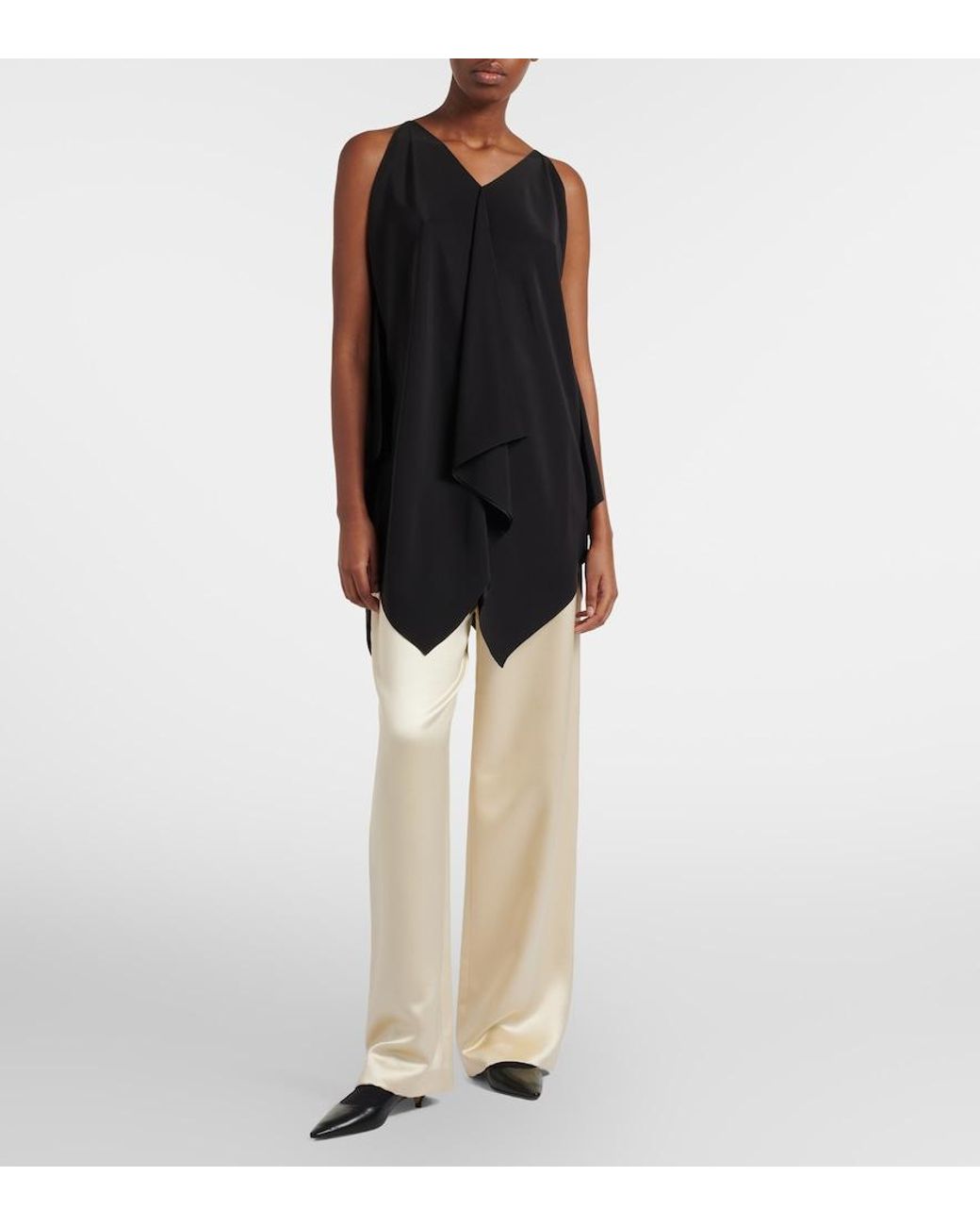 The Row Black Semir Silk Satin Top