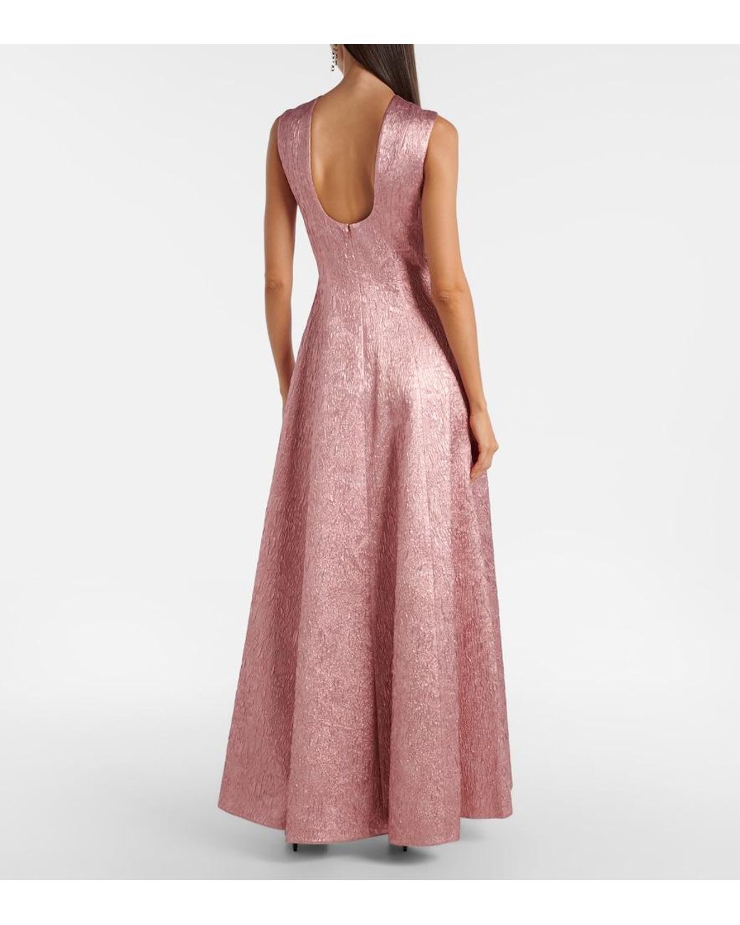 Emilia Wickstead Pink Nodin Open-Back Cloque Gown