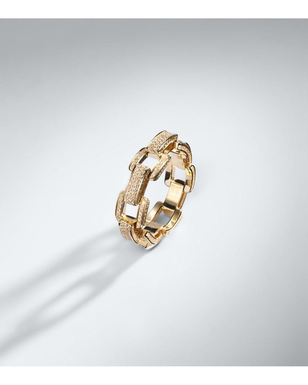 SHAY Metallic Deco Link 18Kt Ring With Diamonds for men
