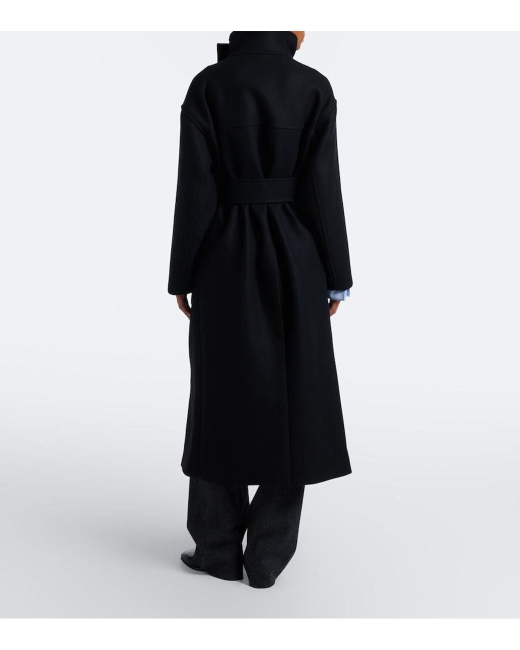 Joseph Black Fiore Wool-Blend Wrap Coat