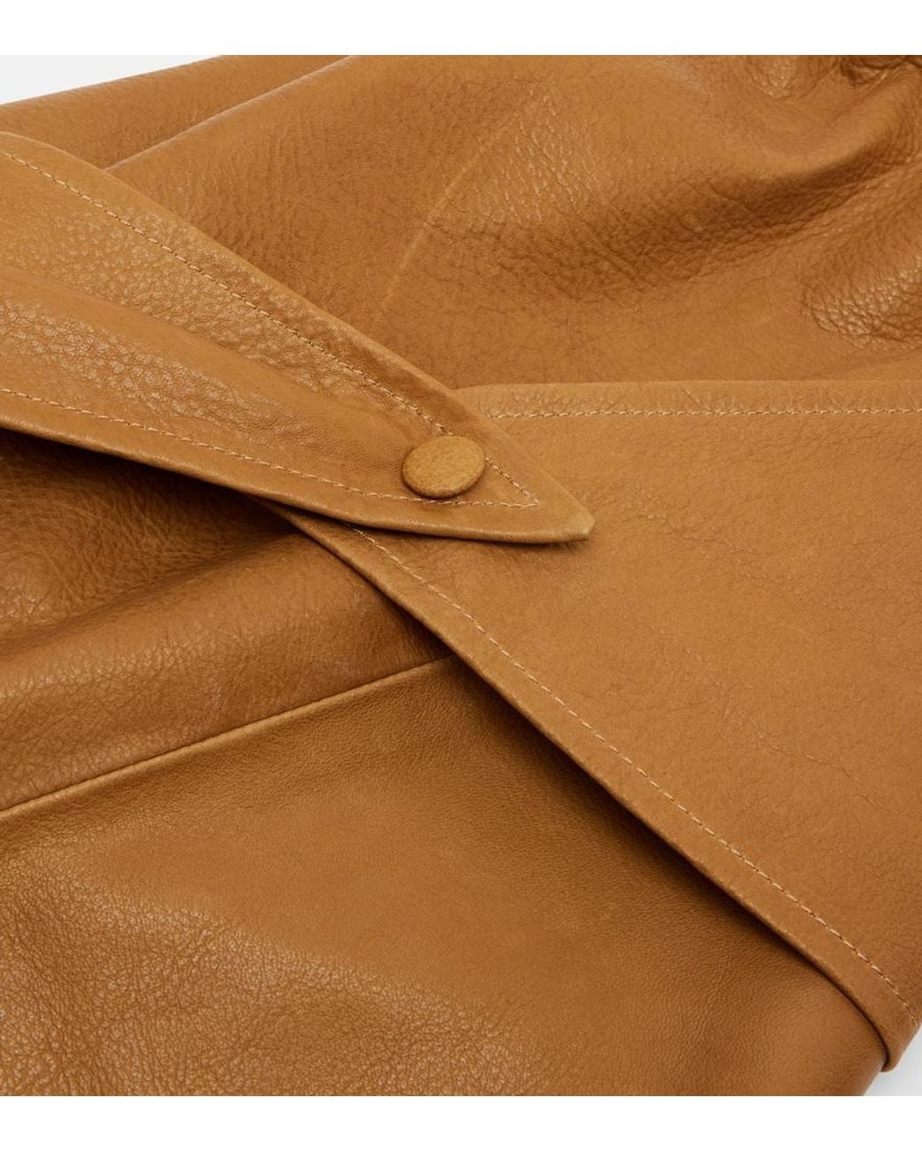 Nour Hammour Brown Draped Leather Hood