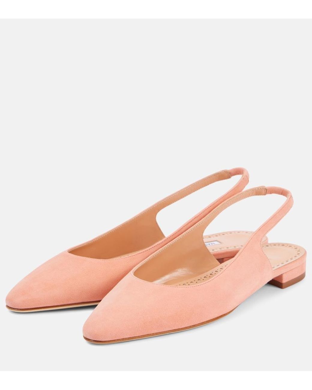 Manolo Blahnik Pink Sawra 10 Suede Slingback Flats